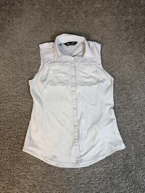 Under Armour Button-Up Womens M Gray Sleeveless Collared Moisture Wicking